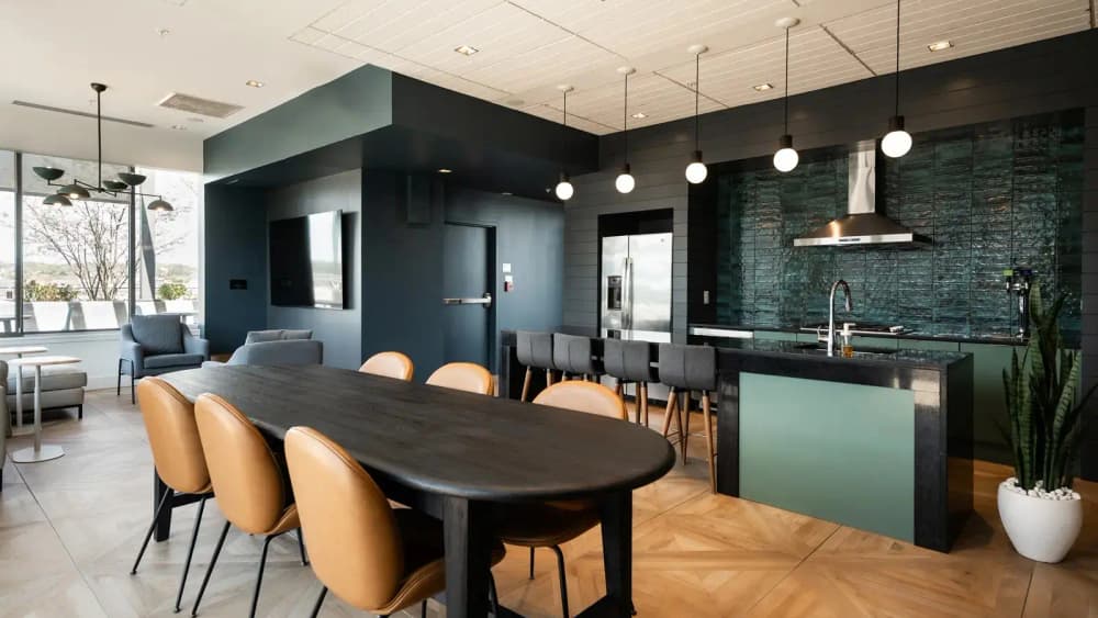 Amenity kitchen and dining space at The George